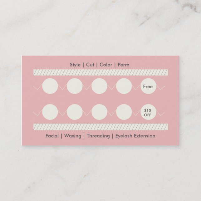 Salon Loyalty Business Card Punch Card (Back)