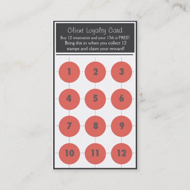 Salon Loyalty Business Card Stamp Card (Front)