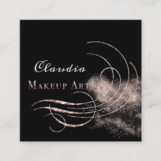 Salon Makeup Artist Appointment Card Pink Glitter (Front)
