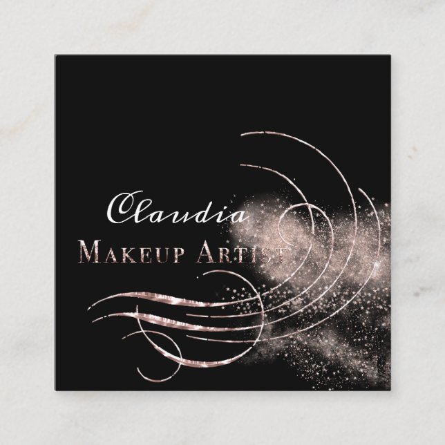 Salon Makeup Artist Appointment Card Pink Glitter (Front)