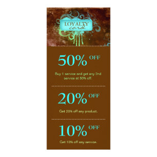 Salon Marketing Cards Blue Brown Grunge Floral