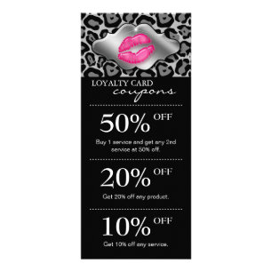Salon Marketing Cards Leopard Pink Glossy Lips