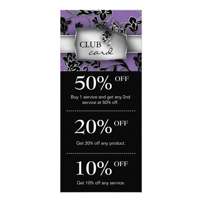 Salon Marketing Club Cards Floral Purple (Front)