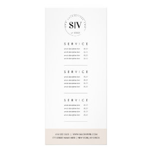 Salon Minimal Modern Service Price List  Rack Card