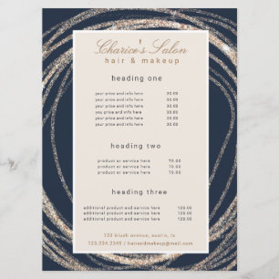 salon modern faux gold abstract elegant price card