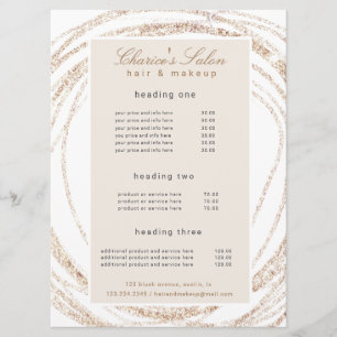 salon modern faux gold abstract elegant price card