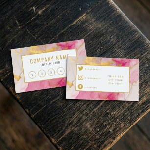 Salon modern pink and gold marble loyalty card. card
