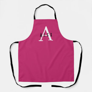 Salon Monogram Pink Uniform Apron