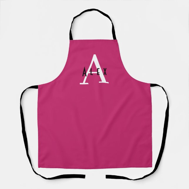 Salon Monogram Pink Uniform Apron (Front)