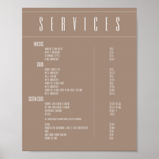 Salon prices poster