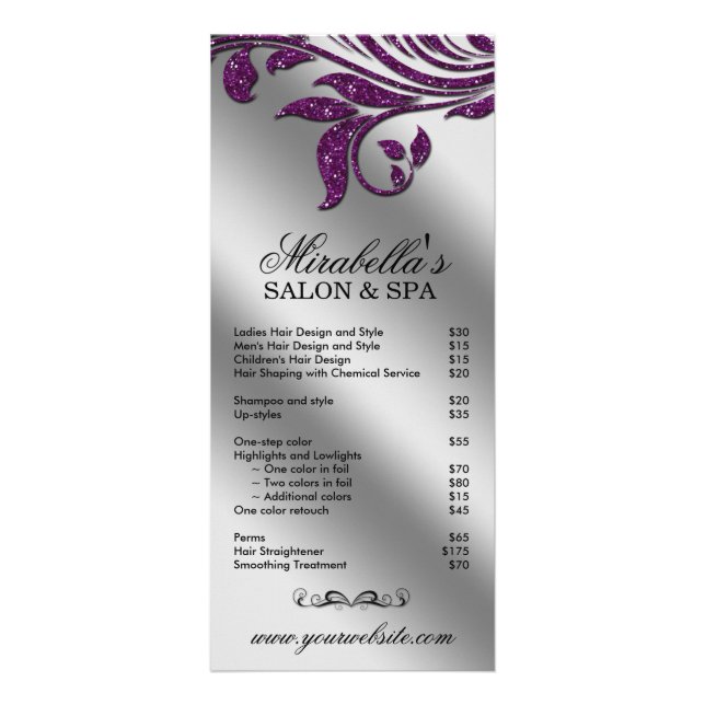 Salon Rack Card Jewellery Leaf Floral Purple Spark (Front)