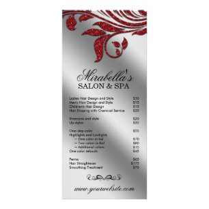 Salon Rack Card Jewellery Leaf Floral Red Sparkle