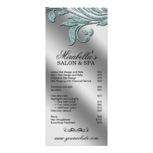 Salon Rack Card Jewellery Leaf Floral Teal Sparkle