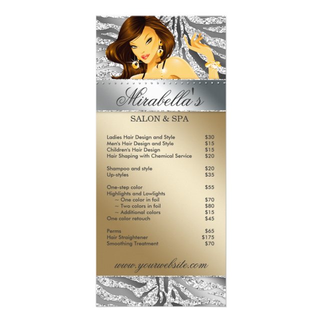 Salon Rack Card Jewellery Tanning Silver Sparkle (Front)