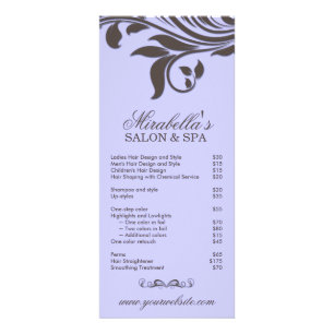 Salon Rack Card Spa Leaf Floral Purple Brown
