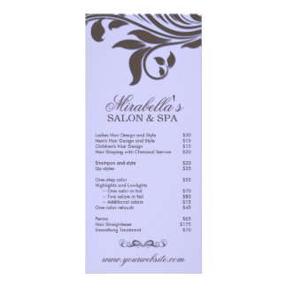 Salon Rack Card Spa Leaf Floral Purple Brown