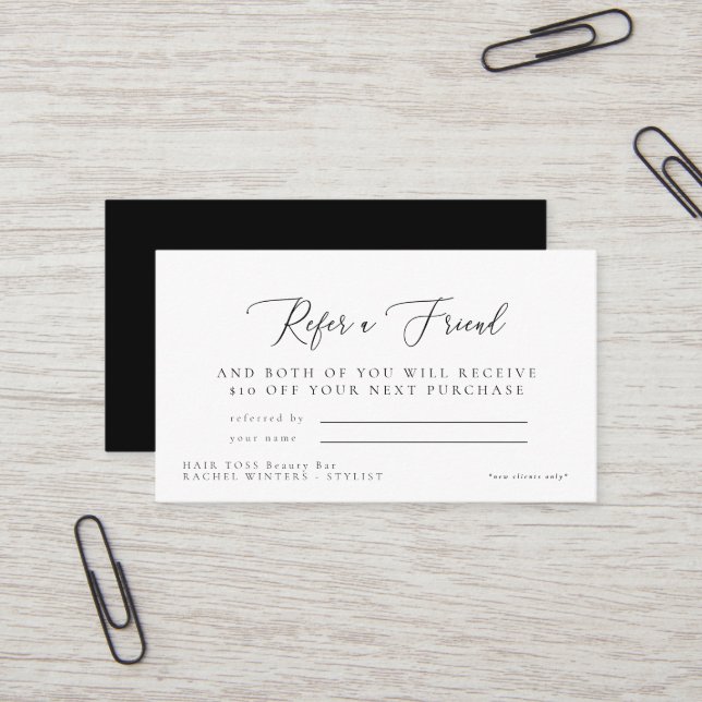 Salon Refer a Friend Name Discount Business Card (Front/Back In Situ)