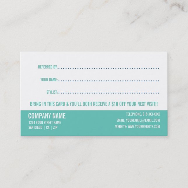 Salon Referral Business Card (Front)