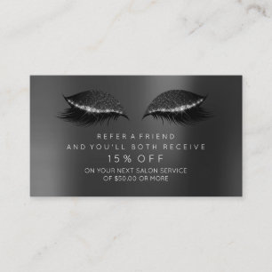 Salon Referral Card Black Glitter Lashes Makeup1