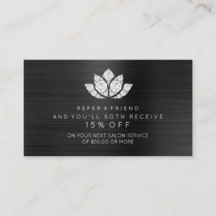 Salon Referral Card Black White Diamond Lotus Flor