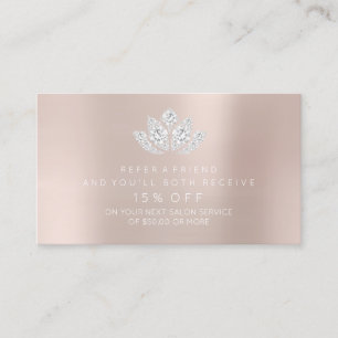 Salon Referral Card Blush Powder Pin Diamond Lotus