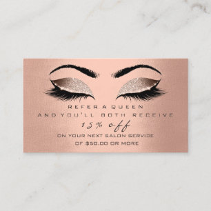 Salon Referral Card Blush Rose Gold Makeup Lashes
