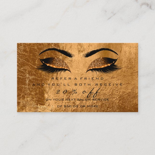 Salon Referral Card Brown Makeup Lashes Extension (Front)
