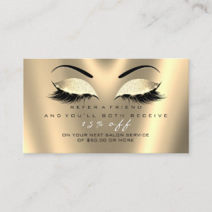 Salon Referral Card Glitter Black Gold Lux Lashes