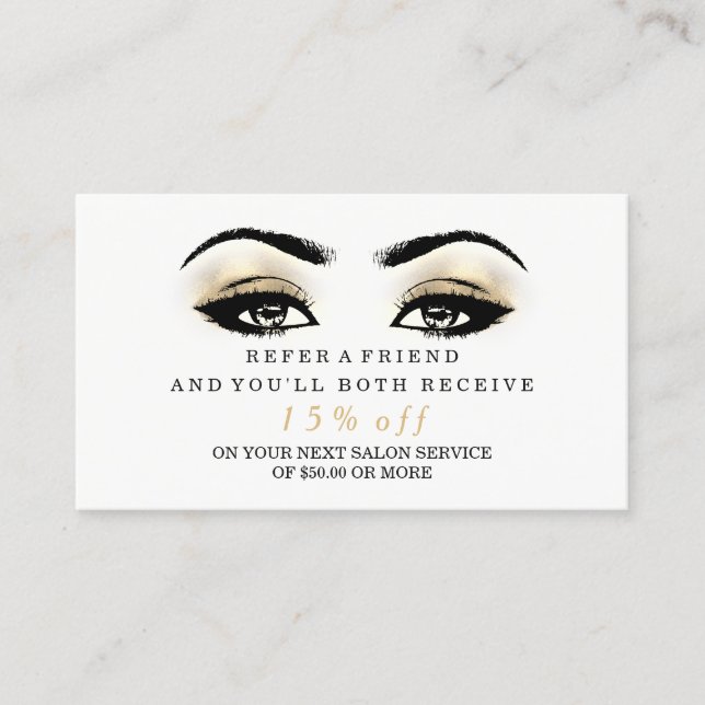 Salon Referral Card Glitter Esthetician Lashes (Front)