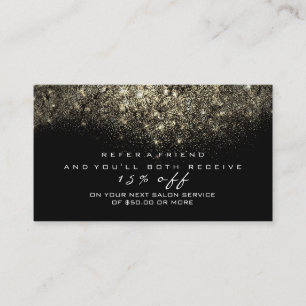 Salon Referral Card Glitter Gold Confetti Glitter