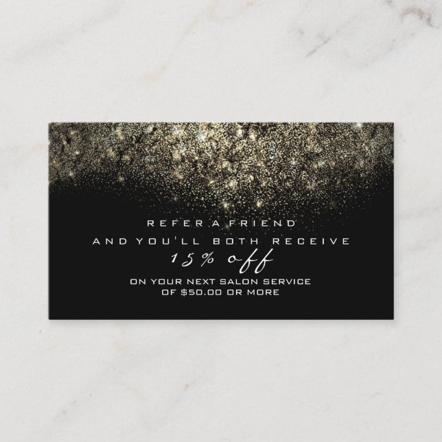 Salon Referral Card Glitter Gold Confetti Glitter (Front)
