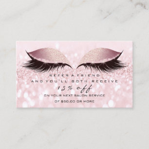 Salon Referral Card Glitter Pink Lashes Makeup