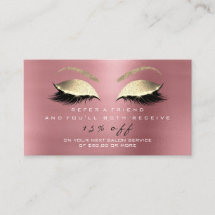 Salon Referral Card Glitter Rose Gold Bean Lashes