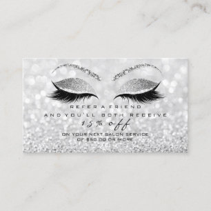Salon Referral Card Glitter Silver Gray Lashes1