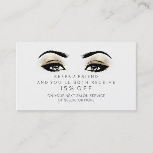 Salon Referral Card Gold Black White Eyes Lashes