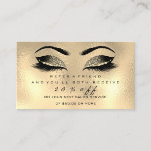 Salon Referral Card Makeup Artist Gold Wax Lashes