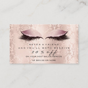 Salon Referral Card Makeup Artist Pink Lash Damask