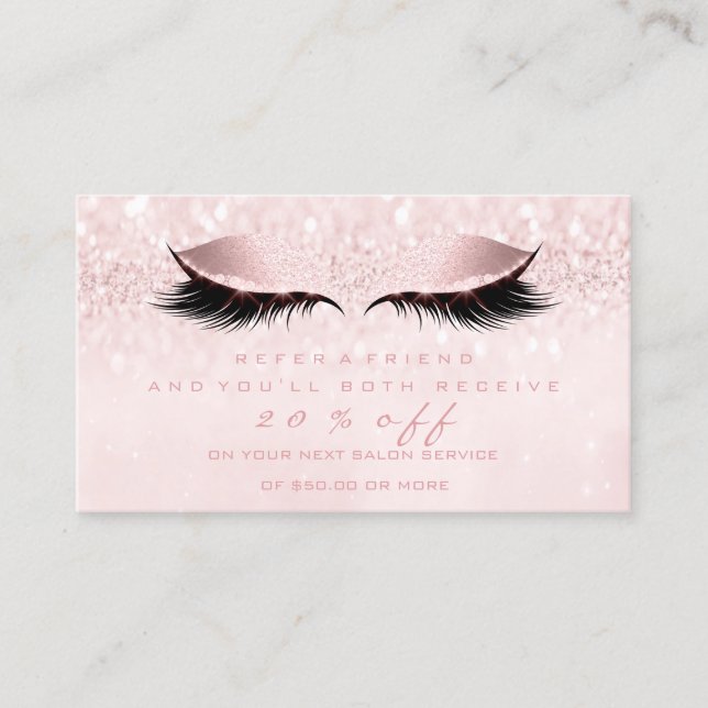 Salon Referral Card Makeup Pink Girly Lash Studio (Front)