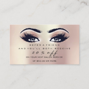 Salon Referral Card Makeup Rose Pink Peach Lashes