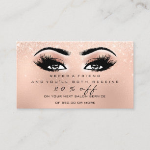 Salon Referral Card Makeup Spark Pink Peach Lashes
