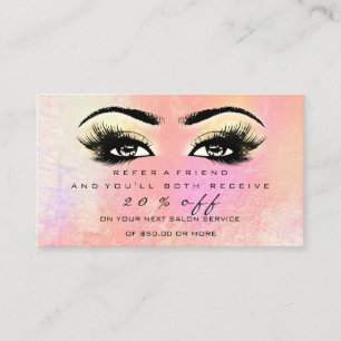 Salon Referral Card Peach Makeup Lashes Extension
