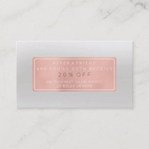 Salon Referral Card Pink Gold Ombre White Gray Vip