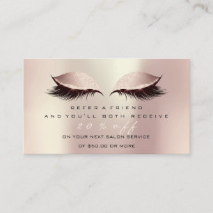 Salon Referral Card Pink Makeup Lashes Blush