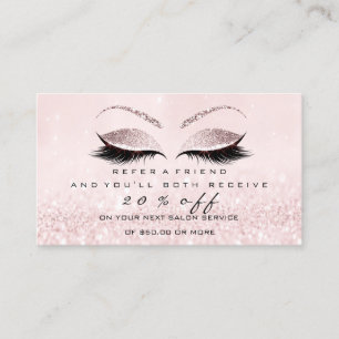 Salon Referral Card Pink Makeup Lashes Extension