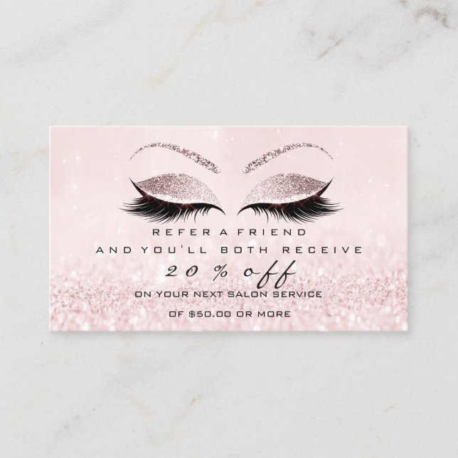 Salon Referral Card Pink Makeup Lashes Extension (Front)