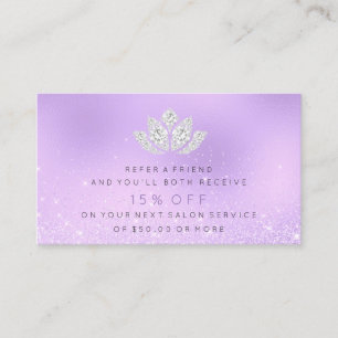 Salon Referral Card Purple Lavender Glitter Lotus3
