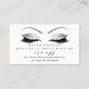 Salon Referral Card Silver Black Grey Lashes