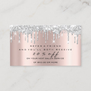 Salon Referral Card Silver Makeup Lashes Nails Wax