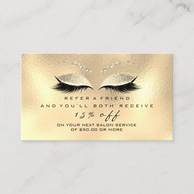 Salon Referral Card Skinny Makeup Lash Champaigne (Front)
