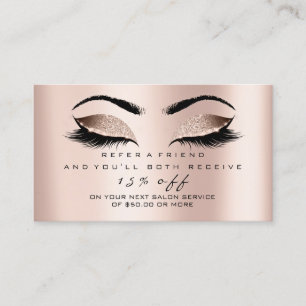 Salon Referral Card Skinny Makeup Pink Rose Lashes
